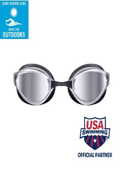 arena Arena Python Racing Swim Goggles for Men and Women, UV Protection, Anti-Fog, Dual Strap, Mirror Lens, Silver/Black  - Image 2