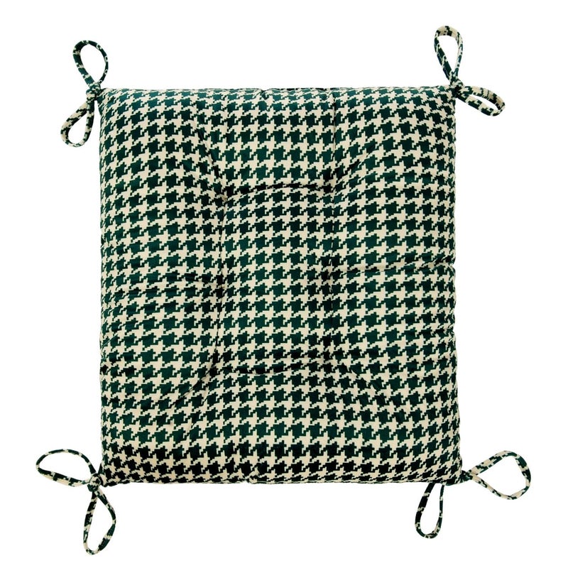 Makimoo Outdoor Patio Cushion, Rocking Chair Cushion, Tufted Pads, Set of Upper and Lower with Ties Pack of 2 (2 Sets) - Back 20"Ã—17", Seat 17"Ã—17" (Green Houndstooth) - Image 4