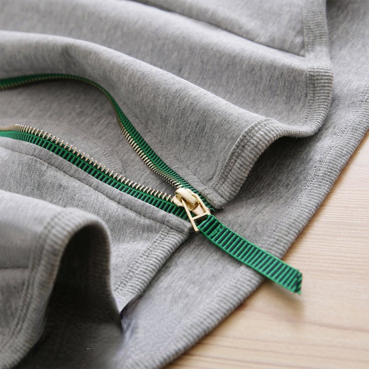 Slimming Zip-up Hoodie Womens Spring Jacket Light gray - Image 3