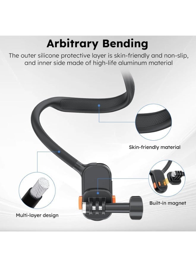 SOLARAE Magnetic Neck Mount for POV Vlog Shooting, Quick Release Magnetic Necklace Holder with Skin-Friendly Silicone, Lightweight Accessory Compatible with GoPro Hero 13 12 11 10 9 and for DJI Osmo Action - Image 2