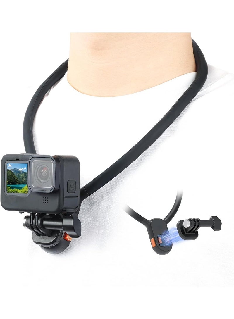 SOLARAE Magnetic Neck Mount for POV Vlog Shooting, Quick Release Magnetic Necklace Holder with Skin-Friendly Silicone, Lightweight Accessory Compatible with GoPro Hero 13 12 11 10 9 and for DJI Osmo Action - Image 1
