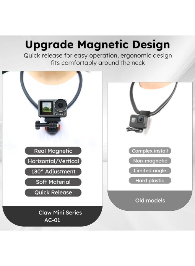 SOLARAE Magnetic Neck Mount for POV Vlog Shooting, Quick Release Magnetic Necklace Holder with Skin-Friendly Silicone, Lightweight Accessory Compatible with GoPro Hero 13 12 11 10 9 and for DJI Osmo Action - Image 4