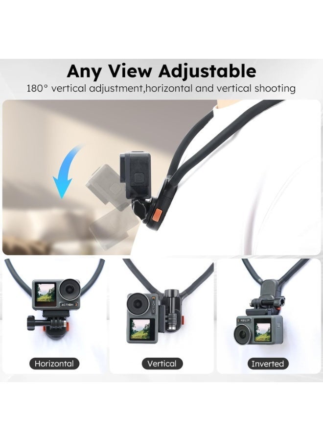 SOLARAE Magnetic Neck Mount for POV Vlog Shooting, Quick Release Magnetic Necklace Holder with Skin-Friendly Silicone, Lightweight Accessory Compatible with GoPro Hero 13 12 11 10 9 and for DJI Osmo Action - Image 3