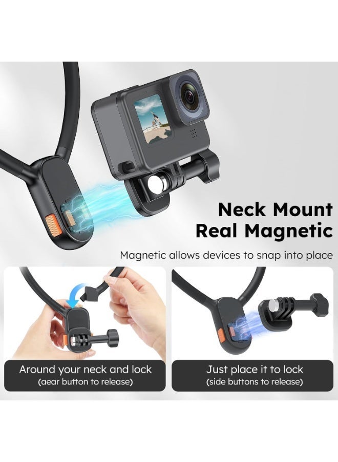 SOLARAE Magnetic Neck Mount for POV Vlog Shooting, Quick Release Magnetic Necklace Holder with Skin-Friendly Silicone, Lightweight Accessory Compatible with GoPro Hero 13 12 11 10 9 and for DJI Osmo Action - Image 5