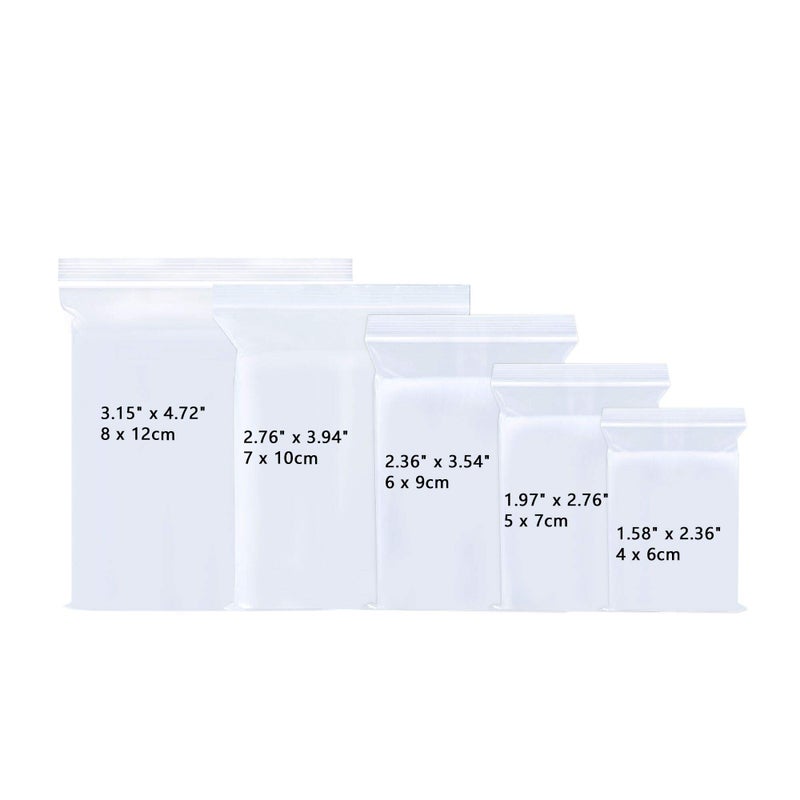 BornFeel Small Sealable Zipper Bags 500pcs 5 Assorted Sizes Clear Zipper Baggies Mini Plastic Jewelry Bag 2 Mil Tiny Poly Assorted Bags for Pills Candy Seeds Beads (7 Sizes to Choose from) - Image 1