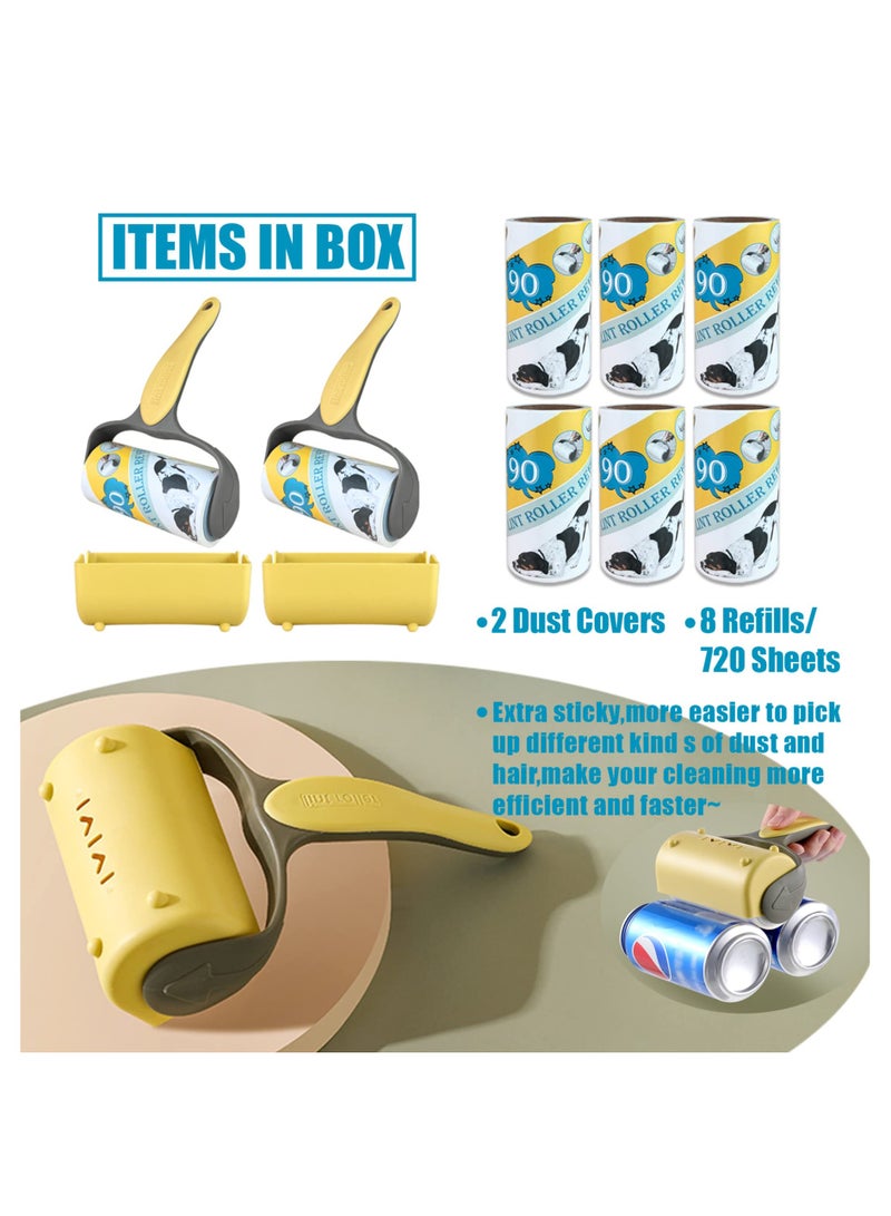 SOLARAE Lint Rollers for Pet Hair,Total 720 Sheets Value Pack Lint Remover for Clothes,Carpet,Couch,Dog & Cat Hair,Contains 2 Portable Handles,8 Refills - Image 4