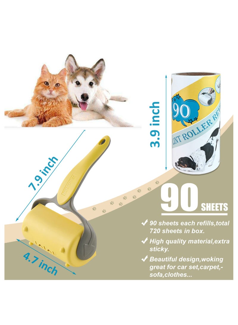 SOLARAE Lint Rollers for Pet Hair,Total 720 Sheets Value Pack Lint Remover for Clothes,Carpet,Couch,Dog & Cat Hair,Contains 2 Portable Handles,8 Refills - Image 3