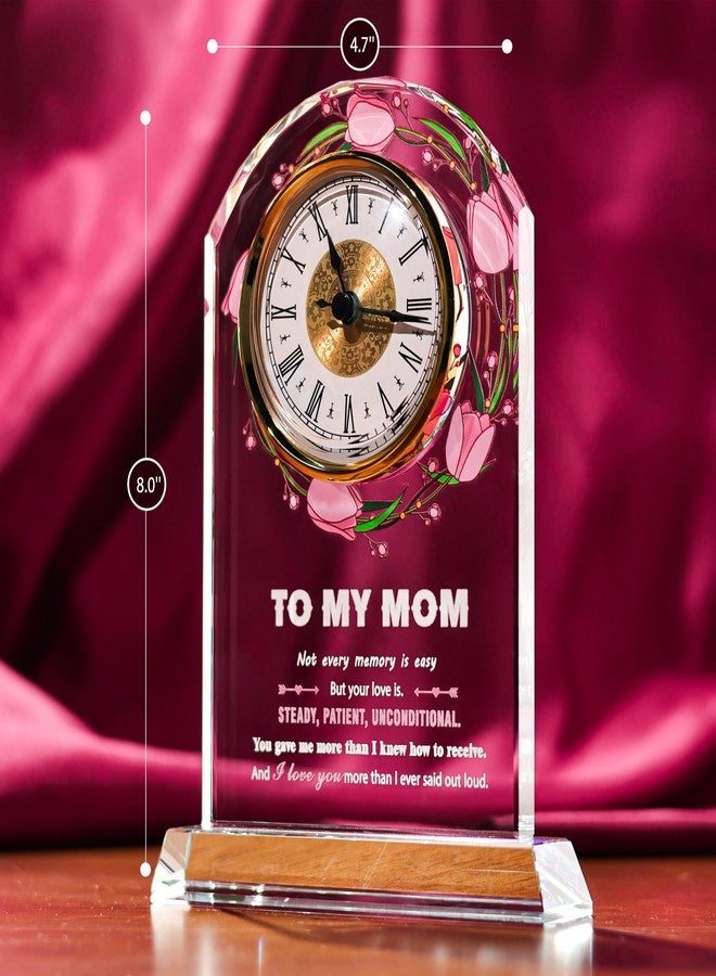Sttokilly Mom Crystal Clock Gifts from Daughter or Son,Elegant Desk Clock with Base for Christmas Mother‘s Day,Birthday Gift Idea for Mom Who Has Everthing - Image 2