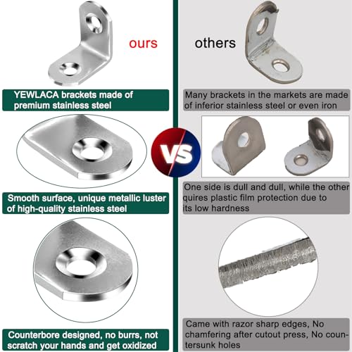 YEWLACA 20pcs L Bracket Corner Brace 30mmx30mm Stainless Steel 90 Degree Joints Right Angle Bracket Metal Fastener for Wood, Cabinet, with Screws - Image 4