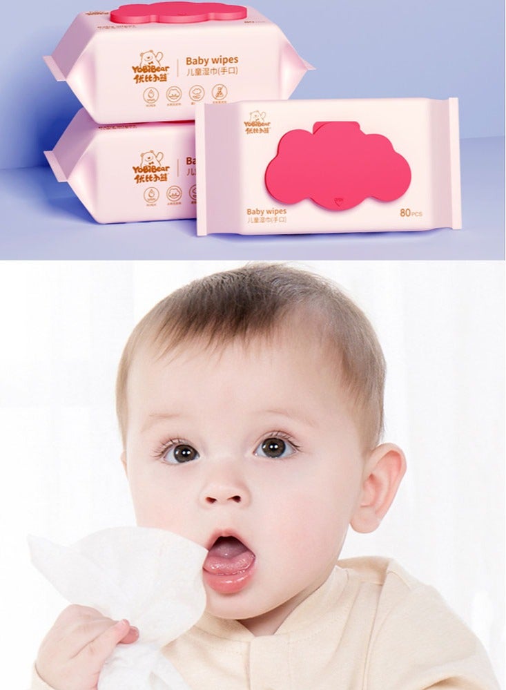 Baby Wipes 80 wipes*4 Packs Cleansing Water Wet Wipes for Babies and Adults 99.9% Purified Multi Purpose Aqua Wipes Ideal for Sensitive Skin and Gentle Baby Care  - Image 3