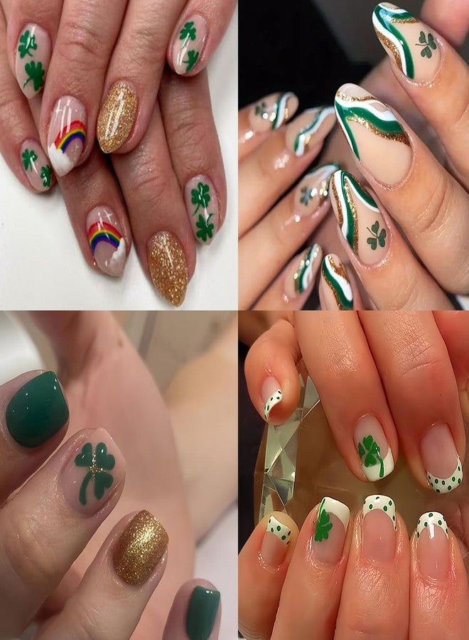 BYJKYEN 8 Sheets St. Patrick's Day Nail Art Stickers Shamrock Nail Decals 3D Self- Adhesive Green Clover Irish Nail Art Design Stickers St Patricks Day Nail Stickers for Nail DIY Decoration Nail Accessories - Image 2