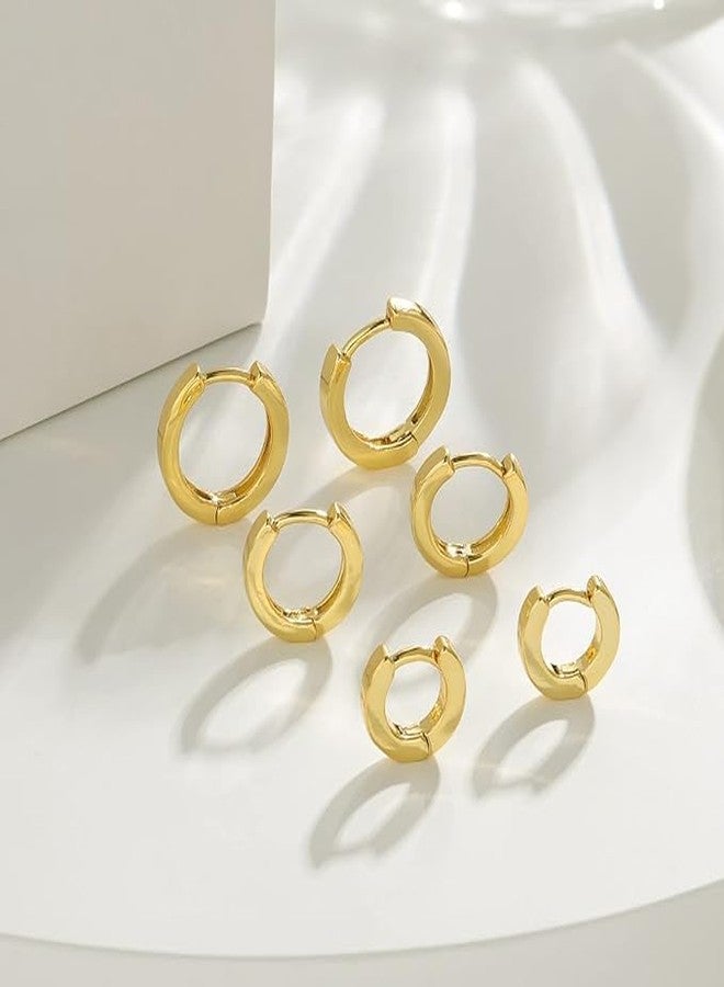 El Regalo 18K Gold Plated Anti-Tarnish Stainless Steel Huggie Hoop Earrings Combo - Set of 3 Pairs | Waterproof Minimalist Baali for Women & Girls | Cartilage & Second Piercing Jewelry - Image 4