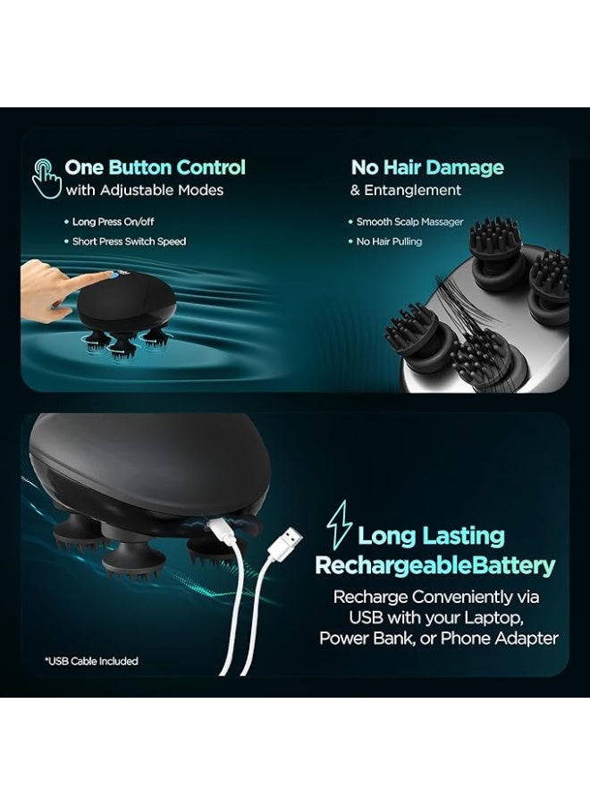 Dr Physio Head and Scalp Massager 1036 , Rechargeable Electric Head Massager for Body Pain Relief, Stress Relief, Hair Growth, Deep Clean & Relaxation, 96 Silicon Kneading Points with Detachable Head - Image 4