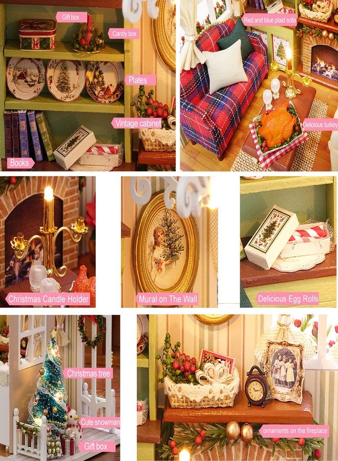 Tiandirenhe طقم منزل دمى مصغر DIY منزل دمى خشبي ثلاثي الأبعاد واقعي مع أثاث وأضواء LED زينة عيد الميلاد هدية عيد ميلاد للمراهقين والبالغين (وقت العطلة) - Image 3