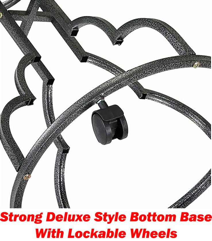 Mcage Elegant and Durable Wrought Iron Parrot Bird Play Perch Sturdy 4-Leg Rolling Stand Perch Gym Ground with Removable No Rust Stainless Steel Tray and Feed Cups Toy Hook - Image 4