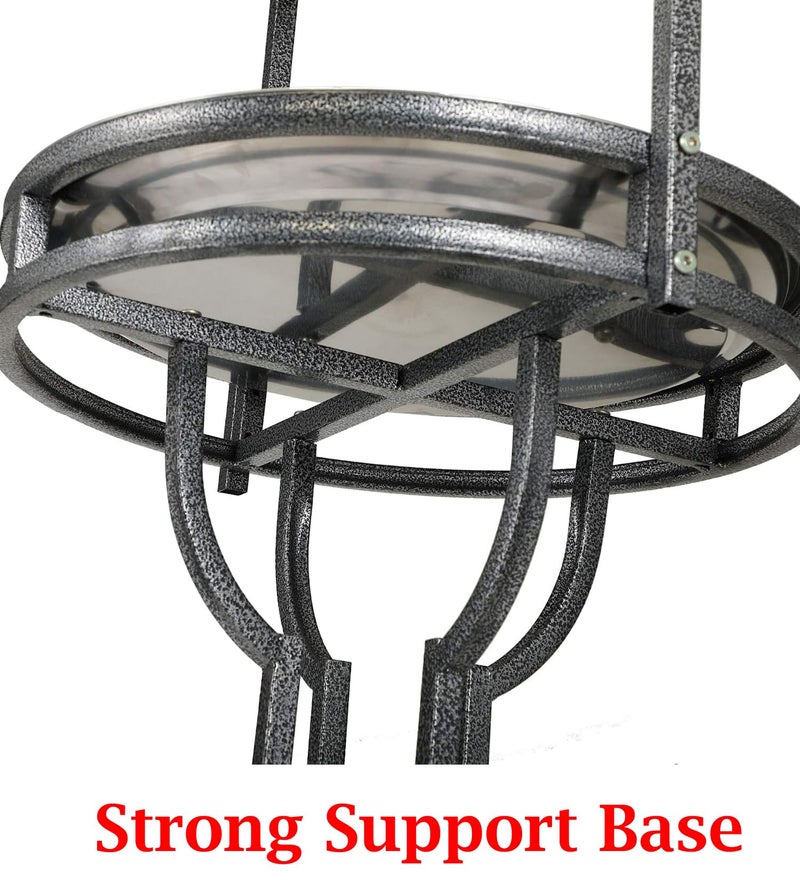 Mcage Elegant and Durable Wrought Iron Parrot Bird Play Perch Sturdy 4-Leg Rolling Stand Perch Gym Ground with Removable No Rust Stainless Steel Tray and Feed Cups Toy Hook - Image 3