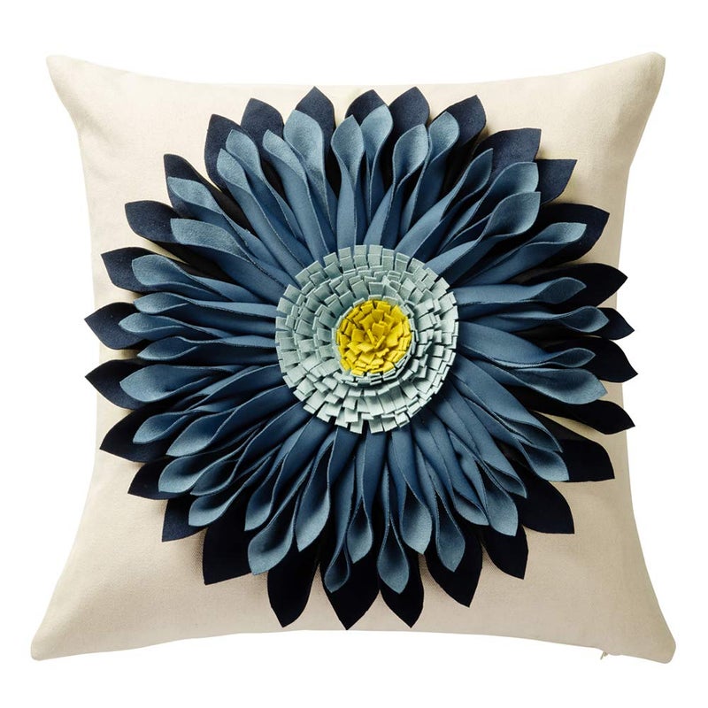 OiseauVoler 3D Sunflower Handmade Throw Pillow Cover Decorative Pillow Sham Pillowcase Living Room Home Bed Decor 18x18 Inch