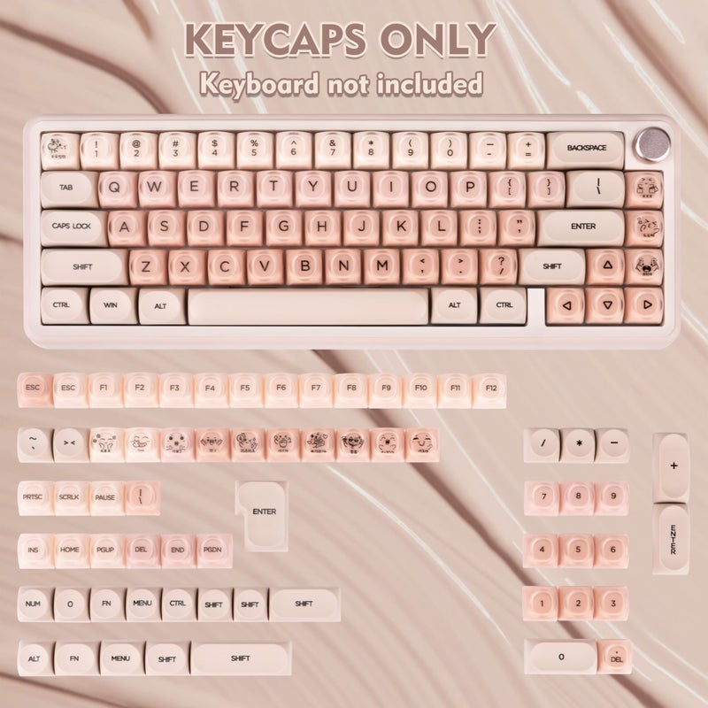 GEKUCAP MOA Profile PBT Keycaps, Jelly Keycap Foundation 136 Keys Cute Pink Custom Keycaps for US Layout Cherry Gateron MX Swithes Mechanical Keyboards - Image 2