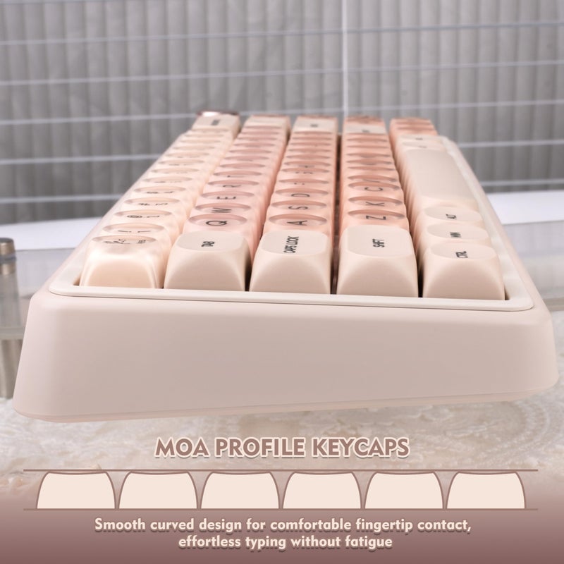 GEKUCAP MOA Profile PBT Keycaps, Jelly Keycap Foundation 136 Keys Cute Pink Custom Keycaps for US Layout Cherry Gateron MX Swithes Mechanical Keyboards - Image 4