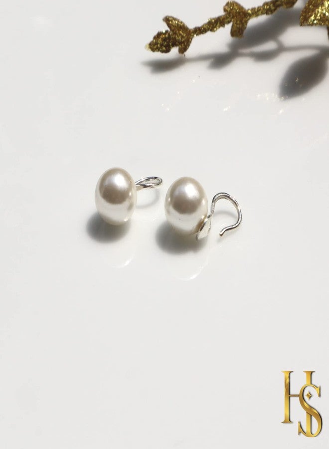 HIGHSPARK 925 Silver Stylish Pearl Earrings for Women | 92.5 Sterling Silver & Brilliant Lustre Pearls | Lovely Gift - Pearl White - Image 5