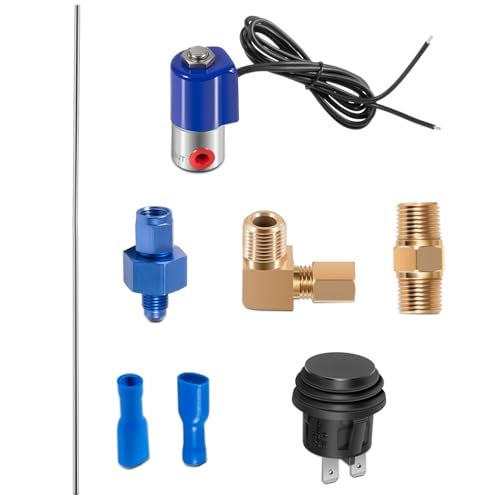 sevencow 160304AN Nitrous Purge Valve Kit Line Purge Valve Kit Vent Tube Fitting Push Button Activation - Image 1