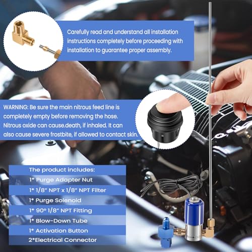sevencow 160304AN Nitrous Purge Valve Kit Line Purge Valve Kit Vent Tube Fitting Push Button Activation - Image 3