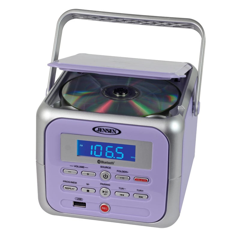Jensen مشغل أقراص مضغوطة محمول ستيريو Jensen CD-660 مع بلوتوث | راديو FM | USB | مدخل سماعة Aux-in | تشغيل CD-R/RW MP3 | (بنفسجي لافندر) - Image 3