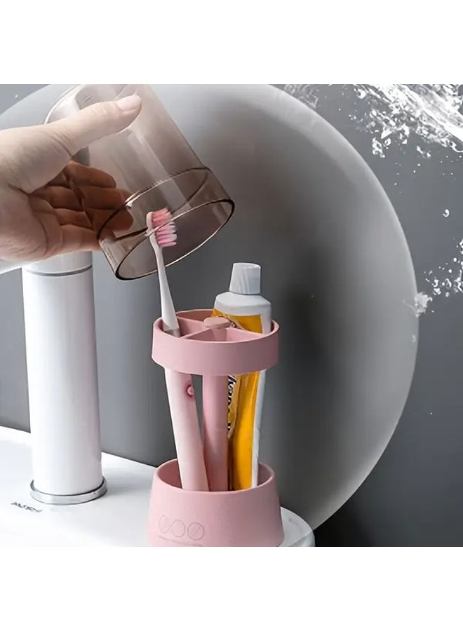 2pcs Random Color Bathroom Cup Set with Toothbrush Holder Hygienic and Convenient Design - Image 4