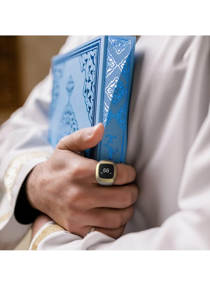 إيكيبلا خاتم تسبيح ذكر ذكية من  صلاة المسلمين تذكير توقيت الصلاة شاشة OLED عداد التسبيح حلقة ذكية تقنية يمكن ارتداؤها مقاومة للماء باللون الأبيض 22 مم E0122WH - Image 3