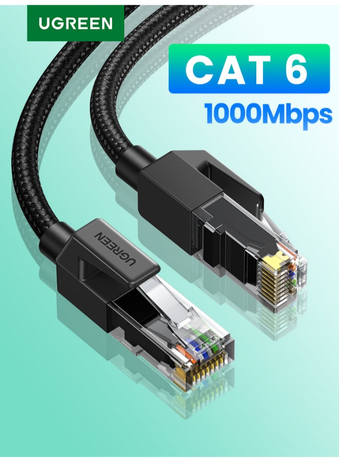 يو جرين كابل إيثرنت Cat 6 مضفر Cat6 جيجابت عالي السرعة تصل الى 1000Mbps كابل إنترنت RJ45 محمي شبكة LAN متوافق مع PS5 و PS4 و Xbox والتلفزيون الذكي وسويتش والراوتر وواي فاي موسع ولوحة التصحيح-1 متر - Image 1