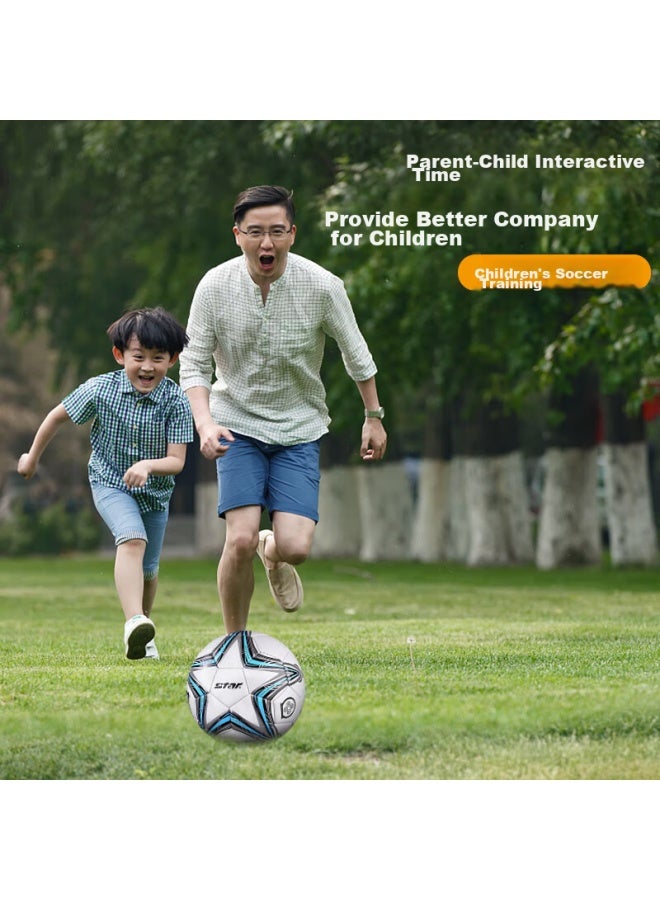 Star Soccer Ball Size 4 For Children's Matches, Training, Physical Exams, Blue Pvc Machine-sched Soccer Ball Sb8234-07 - Image 1