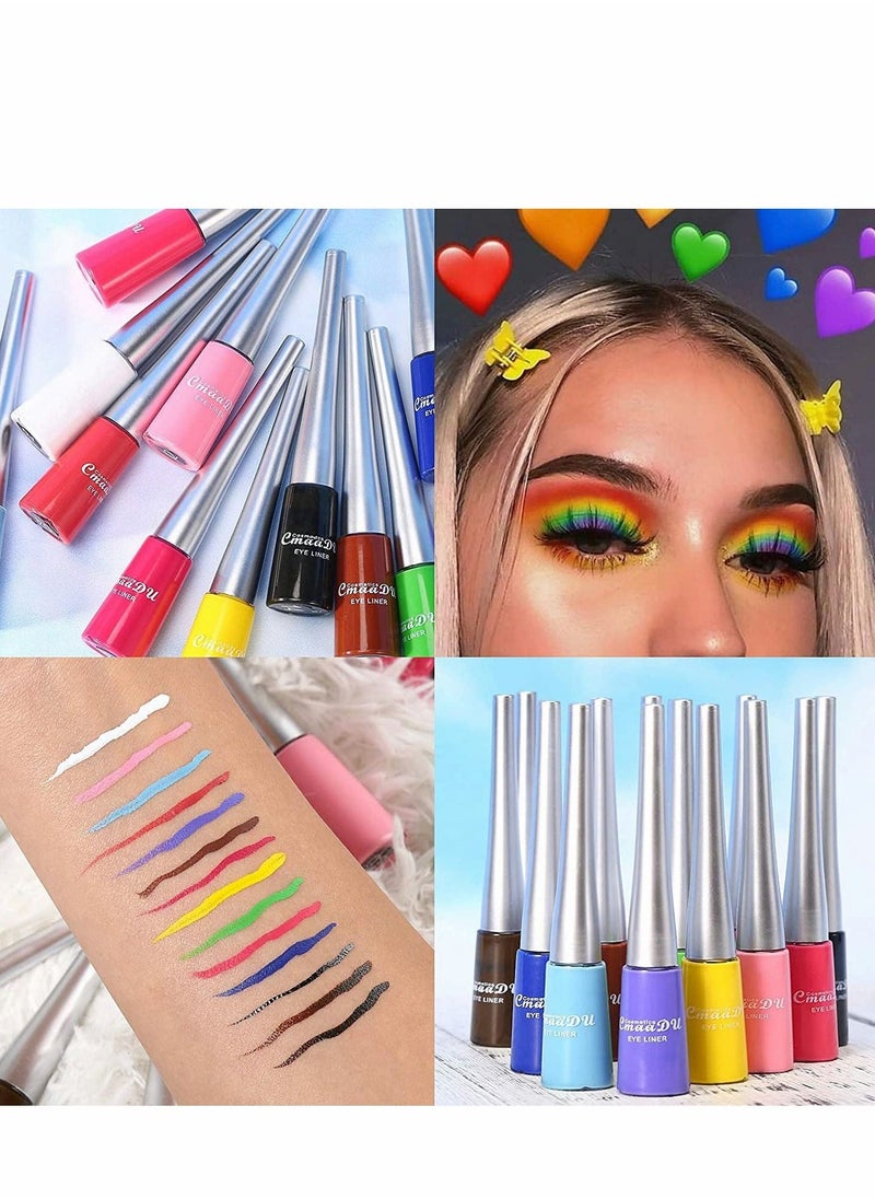 Generic 14 Colors Matte Liquid Eyeliner Set Colorful Neon Pencil Pigmented Waterproof Smudgeproof Long Lasting Gel Eye Liner Makeup Gift Kit for Women - Image 3