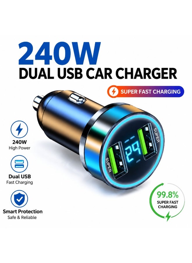 يوكو YOUCO Fast Car Charger Dual Usb Ports With Digital Led Display 240W