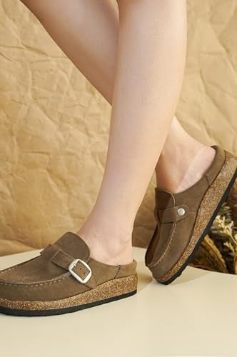 Project Cloud Genuine Leather Moccasin-Style Clogs for Women - Memory Foam and Water Resistant Mules Slip-on - Non-Slip and Durable Clogs Casual Shoes for Women Footwear (Carline, Taupe, 7.5) - Image 5