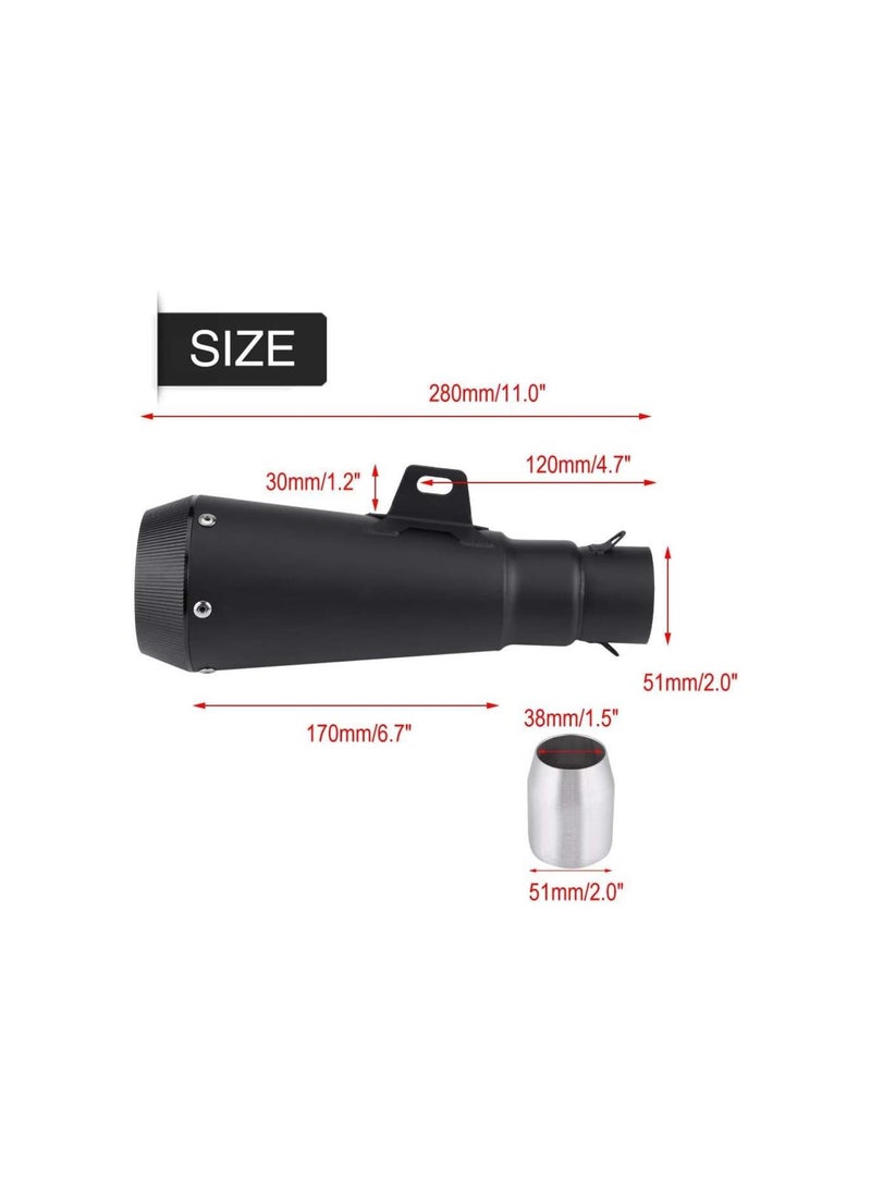 Generic - 3851mm Universal Motorcycle Dirt Bike Modified Slipon Exhaust Muffler Pipe W/Adapter (Black) - Image 1