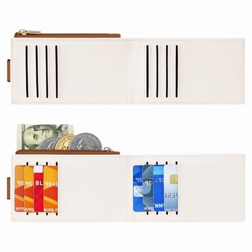 Chelmon Women's RFID Slim Card Holder Wallet: Thin Bifold with Multi-Card Case & Zipper Coin Pocket Purse (Beige Brown) - Image 5