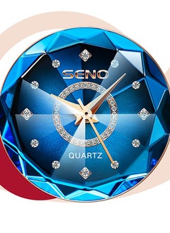SENO Women's Stainless Steel Waterproof Watch + Rose Gold - Blue  - Image 4