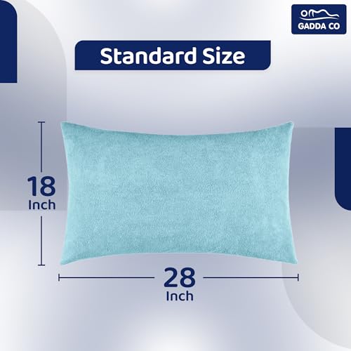 GADDA CO Ultra Soft Waterproof Pillow Protector Covers Pack of 1 with Zipper Closure, Terry Cotton Feel, Dust Mite & Bed Bug Protection, Oil and Spill Resistant, Standard Size 18 x 28 Inch, Blue - Image 3