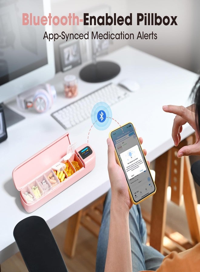 Daviky Automatic Pill Dispenser, Smart Pill Organizer with Alarm, Pill Box 7 Day with APP, Weekly Travel Pill Case, Portable Pill Reminder for Medicines, Supplements and Vitamins (Pink - Image 3