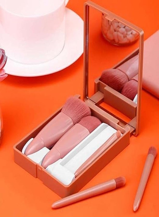 ADICTUM Easy-Taken Travel Makeup Brush Set 5| Portable Travel Blending Powder Foundation Brush Lip Brush Foundation Eye Shadow Brush for Women - Image 2