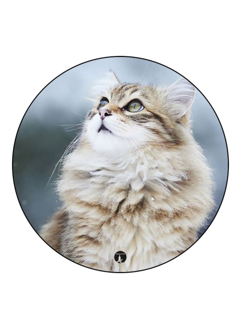 RKN Cat Theme Printed Mouse Pad  Beige/Grey