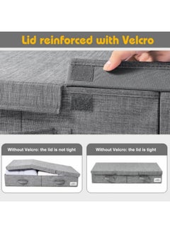 GGEROU 1-Piece Under Bed Bag with Lid Foldable Underbed Storage Bin Large Capacity Clothes Bag Organizer 4 Reinforced Handle Oxford Cloth Comforters Bedding Storage Container for Bedroom  - Image 4