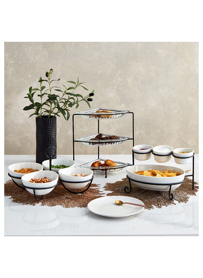 Home Box Vintage 4-Piece Glass Serving Tray Set 20.5x28.6x20.5 cm  - Image 4