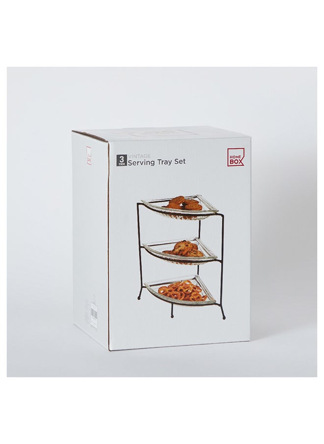 Home Box Vintage 4-Piece Glass Serving Tray Set 20.5x28.6x20.5 cm  - Image 5