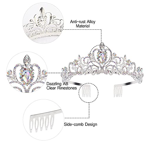 KICOSY Tiaras & Crowns - Crystal AB Rhinestone Princess Tiara for Women & Girls - Birthday Crown - Image 5