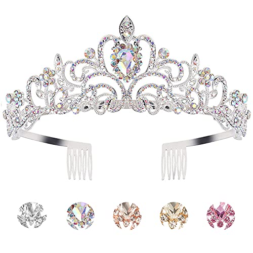 KICOSY Tiaras & Crowns - Crystal AB Rhinestone Princess Tiara for Women & Girls - Birthday Crown - Image 1