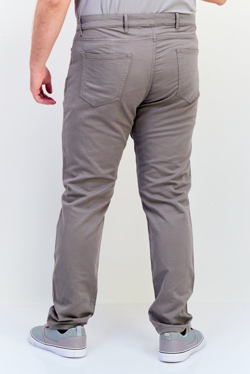 Celio Men Regular Fit Solid Chino Pants, Taupe - Image 3