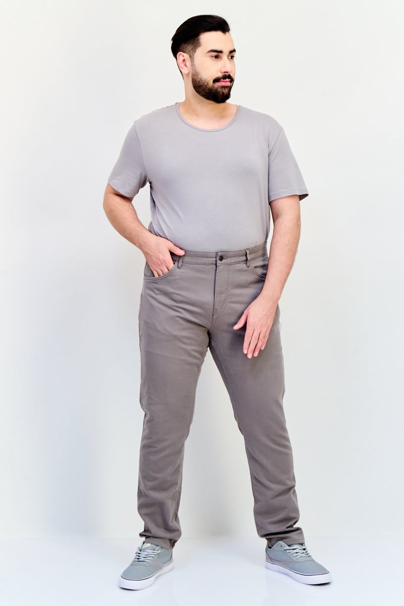 Celio Men Regular Fit Solid Chino Pants, Taupe - Image 4