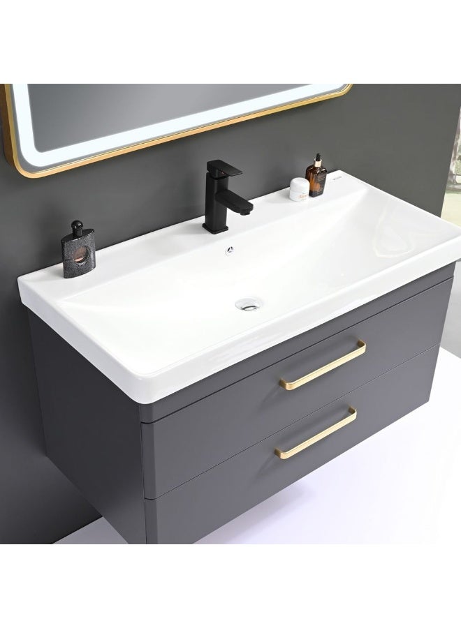 DANUBE HOME Milano Luxury And Modular Venice Vanity Mirror Frame Led Mirror Touch Switch With 2 Large Storage Drawer And Ceramic Wash Basin 1000*460Mm (2Ctns/Set) - Made In China  - Image 1