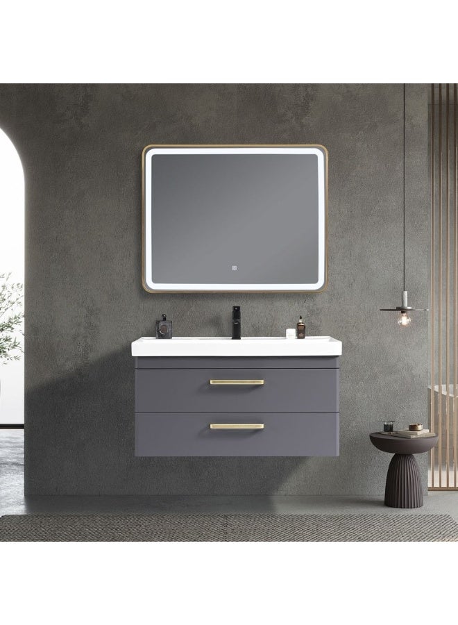 DANUBE HOME Milano Luxury And Modular Venice Vanity Mirror Frame Led Mirror Touch Switch With 2 Large Storage Drawer And Ceramic Wash Basin 1000*460Mm (2Ctns/Set) - Made In China  - Image 2
